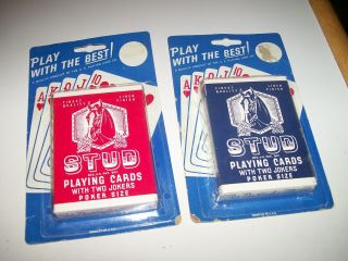 Vintage Walgreens Stud Linen Finish Poker Size Red & Blue Playing Cards Nip