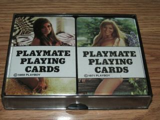 Vintage 1968 & 1971 Playboy Playmate Playing Cards Decks,  Plastic Case