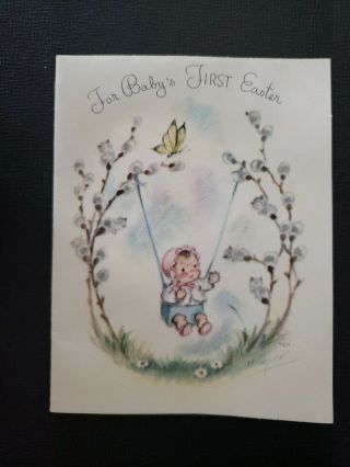 Vtg Rust Craft Easter Greeting Card Baby 