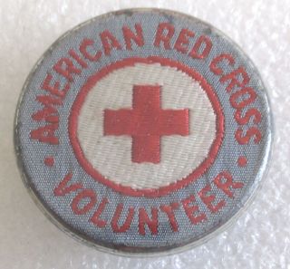 Vintage Wwii American Red Cross Arc Volunteer Fabric Pin Badge - World War 2