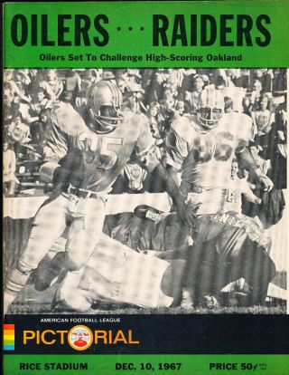 12/10 1967 Houston Oilers Vs Oakland Raiders Football Program