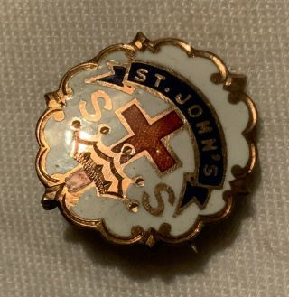 Vintage St Johns Enamel Sunday School Pin Littles Cross And Crown System
