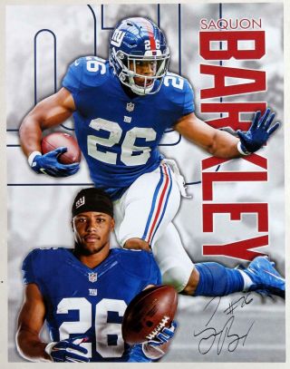 York Giants Saquon Barkley Pre - Autographed Lithographed Poster