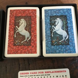 Vintage Kem Plastic Playing Cards Rare Unicorn Complete And Very 2 Decks