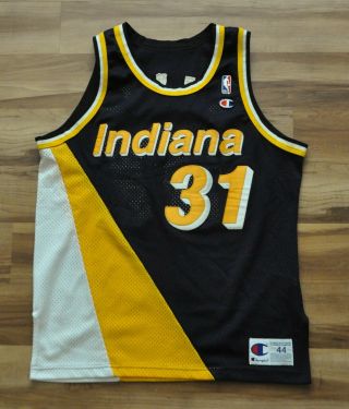 Reggie Miller Indiana Pacers Champion Authentic Jersey Blue Sewn 44 Large