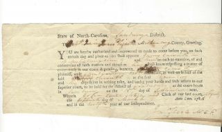 1788 North Carolina Legal Request - Salisbury District - John Steele James Carruth