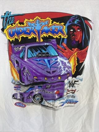 Vintage 1999 Nhra Undertaker Wwf Racing Toliver White T - Shirt Jerzees Cotton Xl
