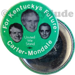 1976 Carter Mondale Carroll Kentucky Trigate Green Campaign Pin Pinback Button