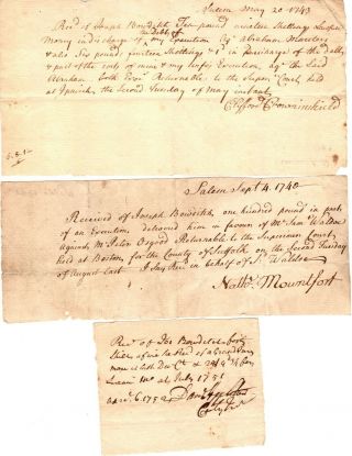 1740s,  Salem,  Mass; Merchants,  Signed Payment Documents,  Daniel Appleton