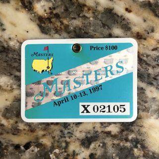 1997 Masters Golf Augusta National Badge Ticket Tiger Woods 1st Win Rare Pga