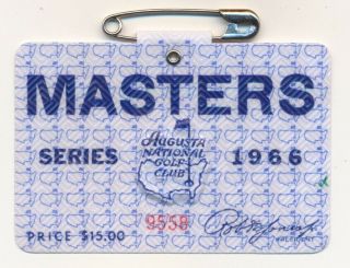 1966 Masters Badge Ticket Augusta National Golf Club Pga Jack Nicklaus Wins