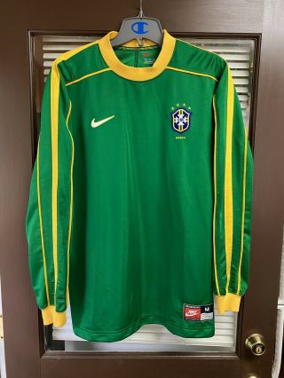 Vintage Rare Nike Brazil 1998 Long Sleeve Futbol Soccer Jersey Kit Brasil 90’s