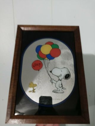 Rare Vintage 1965 Snoopy Woodstock Peanuts Mirror Art - Charles M Schulz Love