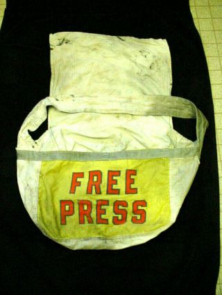 Vintage 1970s Detroit Press Newspaper Carrier Canvas Messenger Bag