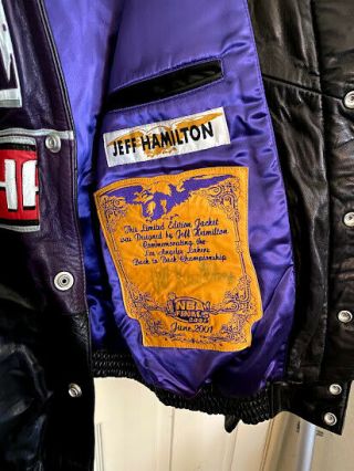LA Lakers 2001 Back 2 Back Championship Jeff Hamilton Leather Jacket - Large 5