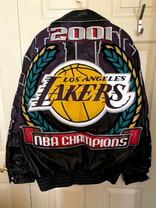 LA Lakers 2001 Back 2 Back Championship Jeff Hamilton Leather Jacket - Large 6