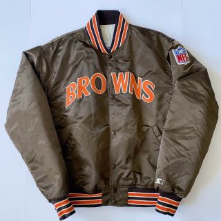 Vintage Cleveland Browns Nfl Pro Line Starter Satin Jacket - Size Xl
