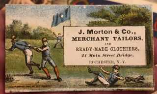 1880’s J.  Morton & Co.  Merchant Tailors Business Card York Baseball Graphic