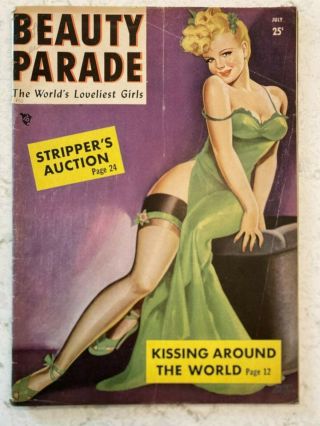 Vtg Beauty Parade Girly Mag.  July 1949.  Peter Driben Pinup Cover