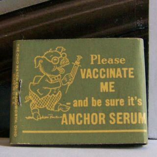 Rare Vintage Matchbook Cover D1 Vaccinate Pig Anchor Serum Indianapolis Indiana
