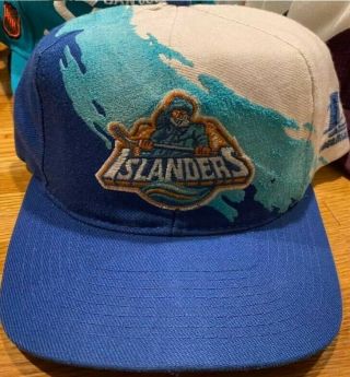 Rare 90s Vintage Vtg Logo Athletic York Islanders Splash Snapback Hat