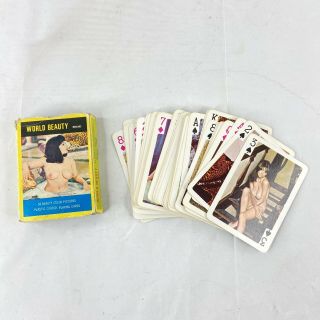 World Beauty Brand Vintage 1960s 54 Playing Cards Deck Topless Risque Naked Girl