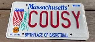 Massachusetts Bob Cousy Signed License Plate Boston Celtics Basketball Auto