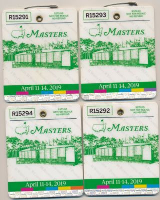 2019 Masters 4 Badge Ticket Augusta National Golf Club Tiger Woods Wins 5th