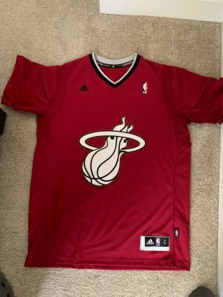 Lebron James Adidas Red Sleeved Jersey Miami Heat Men’s Size Large 6 Nba