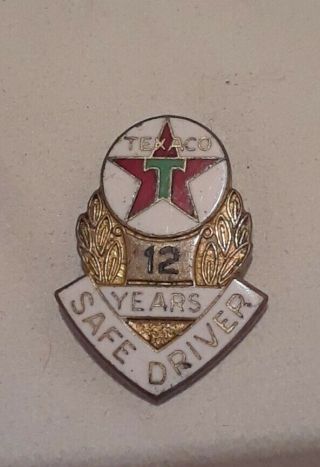 Vintage Texaco Service Pin 12 Years Safe Driver No Accidents