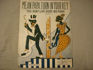 Mean Papa,  Turn In Your Key Sheet Music Black Americana 1923