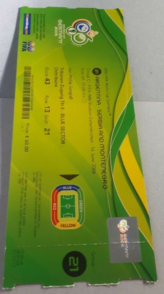Ticket of Lionel Messi Debut World Cup Rookie Argentina Serbia RARE 4