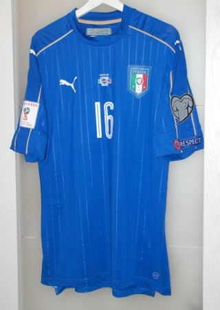 Match Worn Shirt Italy National Team World Cup 2018 De Rossi Roma Size Xxl