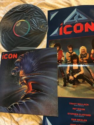 Icon Lp With Poster 80’s Heavy Meal Band Ratt Quiet Riot Kiss Ozzy Poison