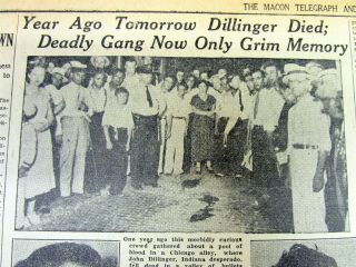 1935 Newspaper W Photo & Report The Killing Of Gangster John Dillinger Bythe Fbi