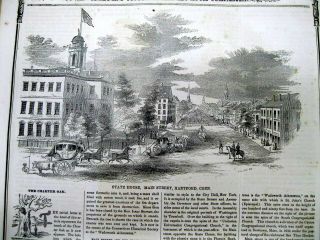 1851 Illustrated Newspaper W 3 Views Hartford Connecticut Includ Trinity College
