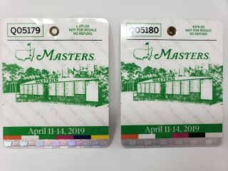 (2) 2019 Masters Badges - Augusta National Golf Club Tickets - Tiger Woods 5th Win