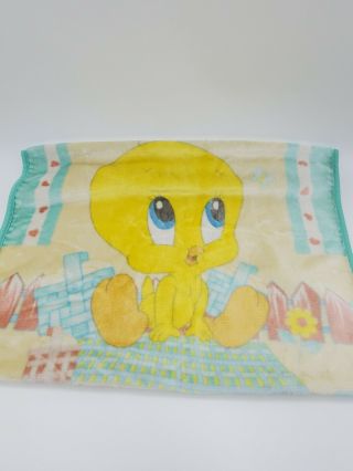 Vintage Tweety Bird Looney Tunes Hearts Throw Cover Fleece Crib Blanket B35 2
