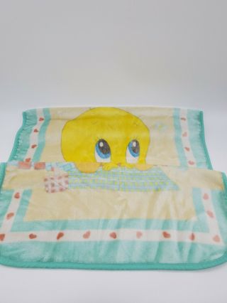 Vintage Tweety Bird Looney Tunes Hearts Throw Cover Fleece Crib Blanket B35 3