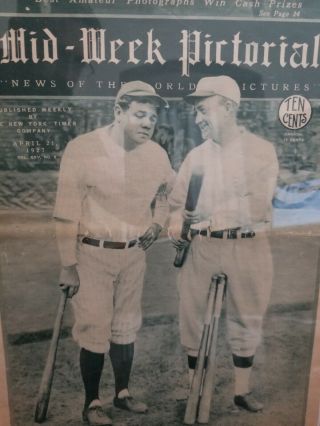 BABE RUTH TY COBB YORK TIMES MID - WEEK PICTORIAL April 21 1927 Complete 3