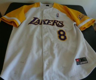 Kobe Bryant Los Angeles Lakers Baseball Style Nike Button Front Xl Jersey Nba