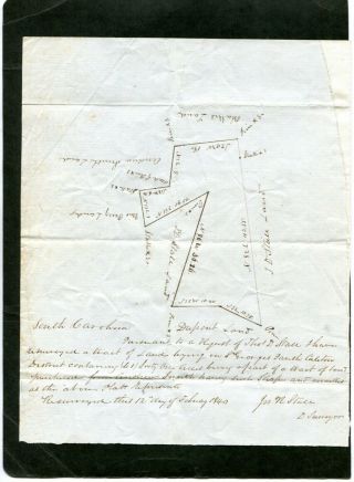 1840 Plat Thomas D Stall Land Surveyed By John R Stall St George Parish Sc