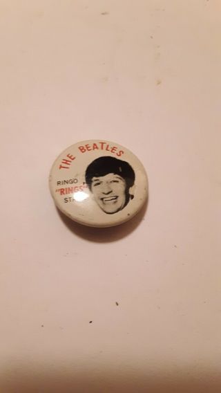 1964 Ringo " Rings " Starr Pin,  The Beatles 7/8 " Pin,  Green Duck Co.