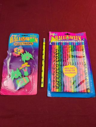 Vintage Lisa Frank Halloween Scary Pencils Erasers