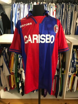 Bologna Soccer Jersey,  Match Worn Shirt,  Maglia Calcio Italia,  Camiseta Boloña.