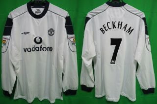 2000 - 2001 Manchester United Jersey Shirt Away Vodafone Umbro L/s Beckham 7 Xl