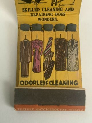 Vtg Feature Matchbook Zoric Dry Cleaning System Idea Laundry Pennsylvania