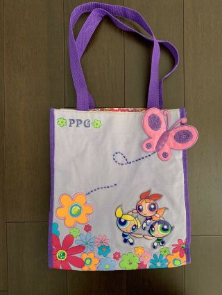 Powerpuff Girls Bubbles Blossom Buttercup Purple Canvas Tote Bag