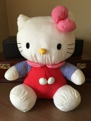 Authentic Vintage Hello Kitty Sanrio 1998 Nylon Puffalump Mascot Plush Doll 13”