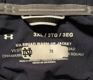 Notre Dame Football Team Issued Full Zip Hooded Jacket 3xl 78 5